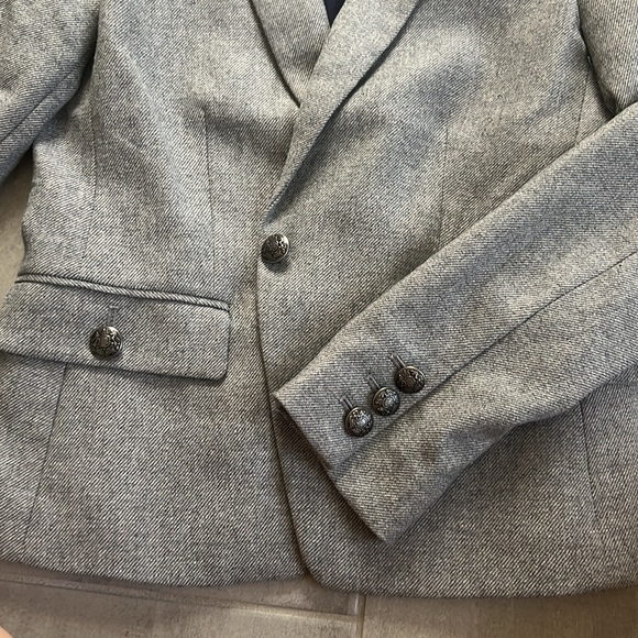 Gray Academia Style Blazer with Statement Buttons - Picture 4 of 5